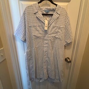Draper James Light Blue Plaid Tie Waist Romper